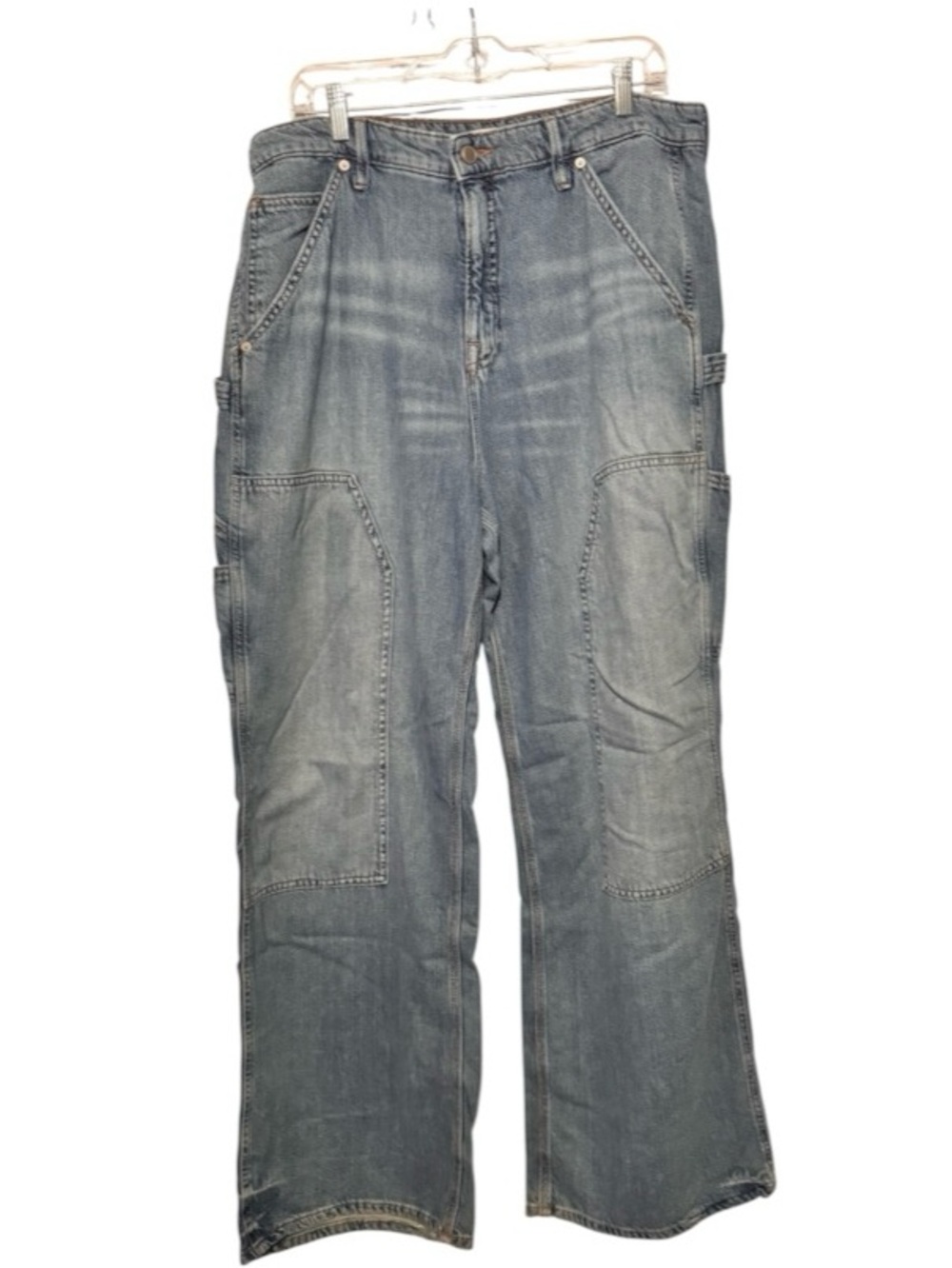 Good American Good Ease Mid-Rise Relaxed Carpenter Jeans Blue Size 12/31